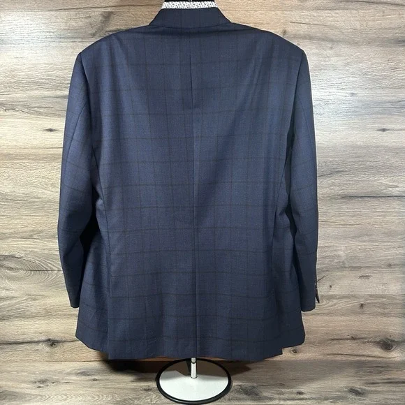Brooks Brothers Blazer Mens 48R Regent 1818 Wool Coat Windowpane Navy - Picture 3 of 14